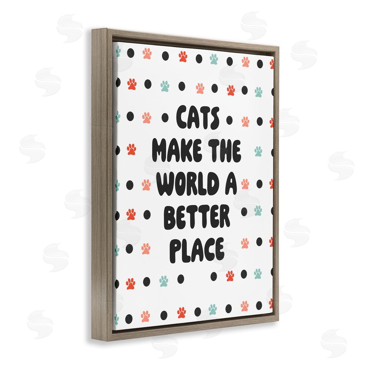 Cats Make World Better Brown Floating Frame Canvas Wall Art, Home Decor by Sd Graphics Studio