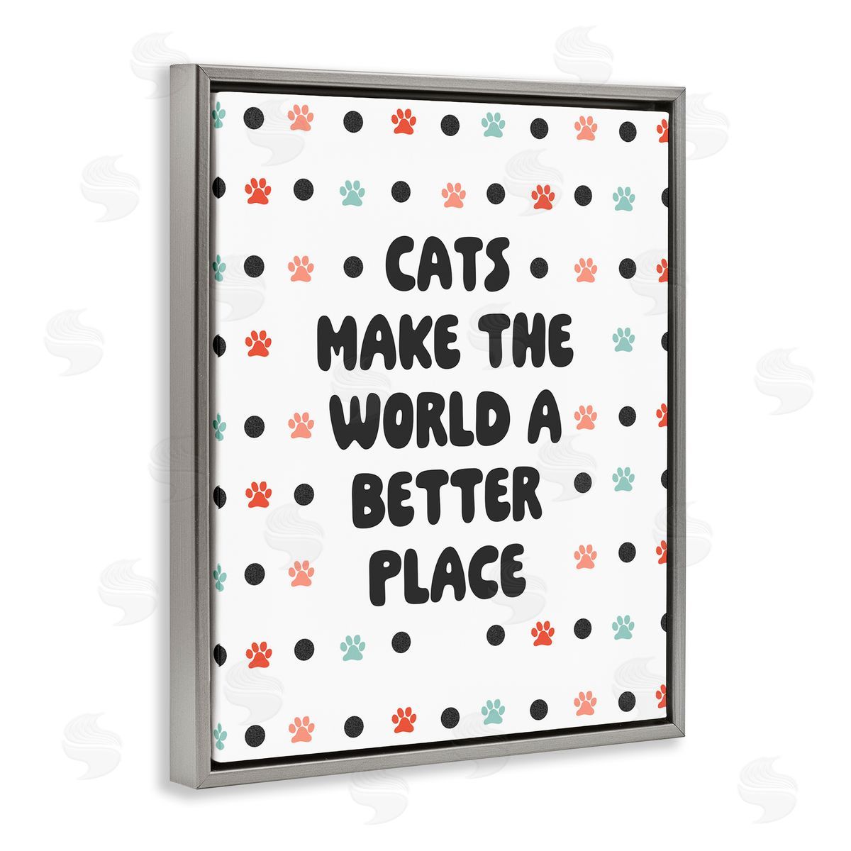 Cats Make World Better Grey Floating Frame Canvas Wall Art, Home Decor by Sd Graphics Studio