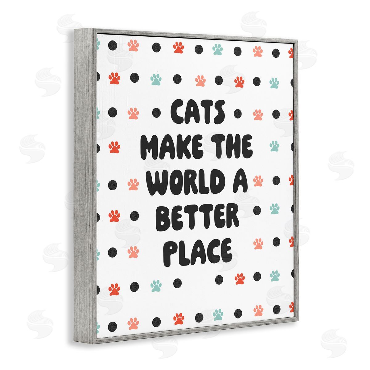 Cats Make World Better Grey Frame Print Wall Art, Home Decor by Sd Graphics Studio