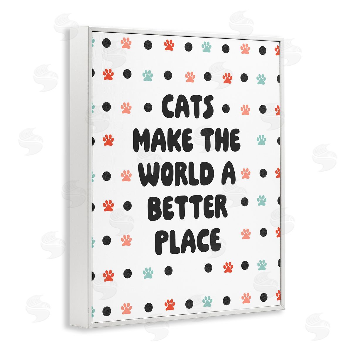 Cats Make World Better White Frame Print Wall Art, Home Decor by Sd Graphics Studio