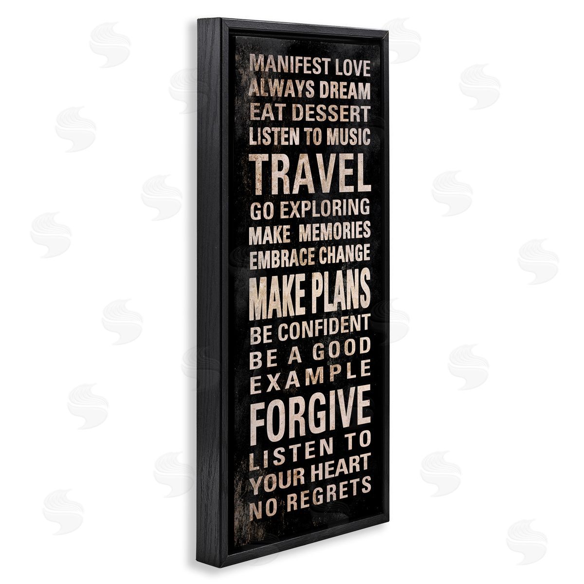 Manifest Love Phrases Black Floating Frame Canvas Wall Art, Home Decor by Sd Graphics Studio