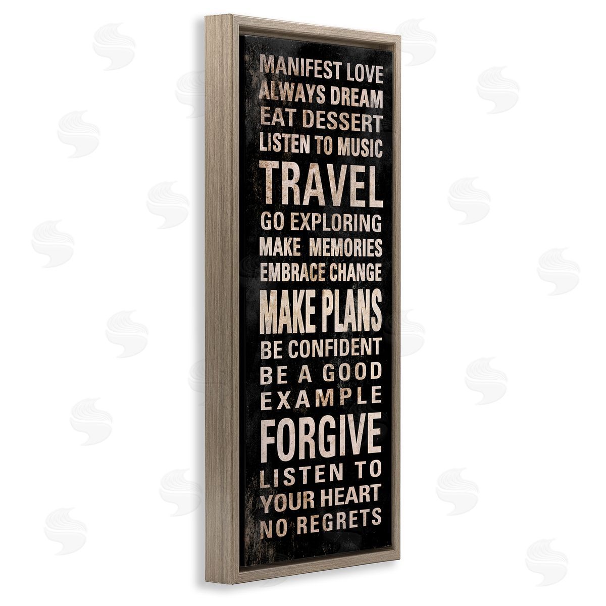 Manifest Love Phrases Brown Floating Frame Canvas Wall Art, Home Decor by Sd Graphics Studio