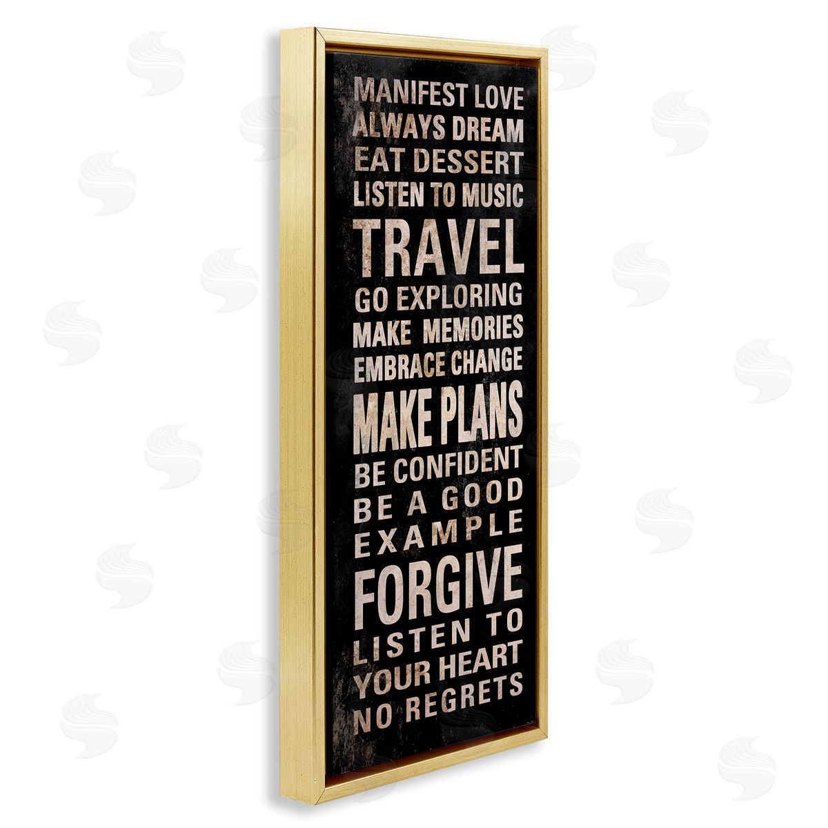 Manifest Love Phrases Gold Floating Frame Canvas Wall Art, Home Decor by Sd Graphics Studio