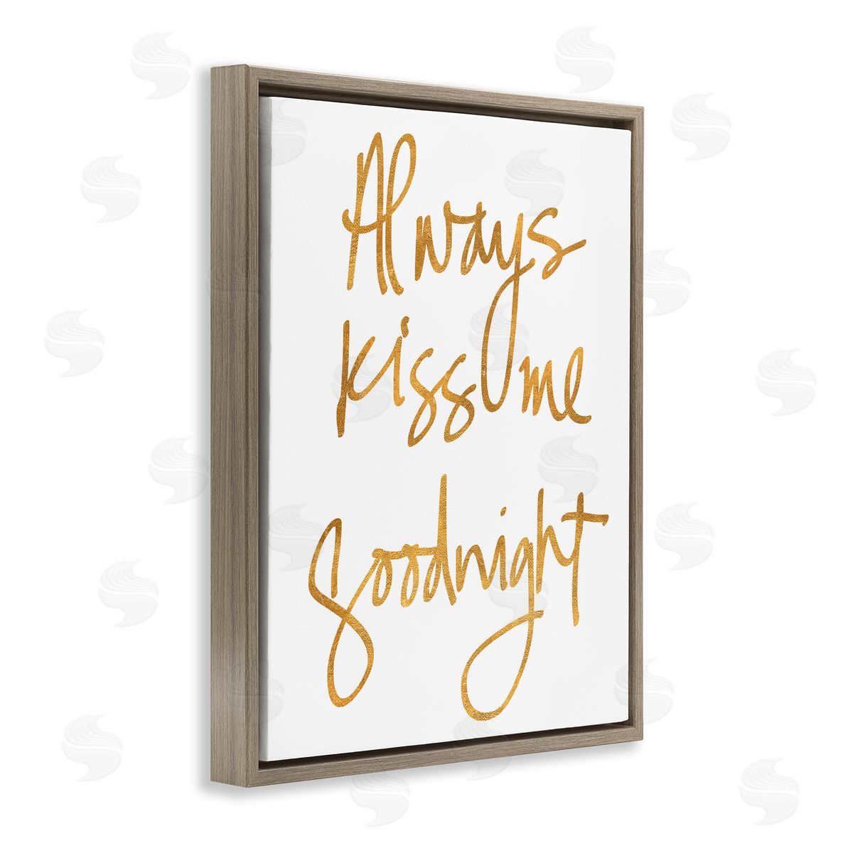Kiss Me Goodnight Brown Floating Frame Canvas Wall Art, Home Decor by Sd Graphics Studio