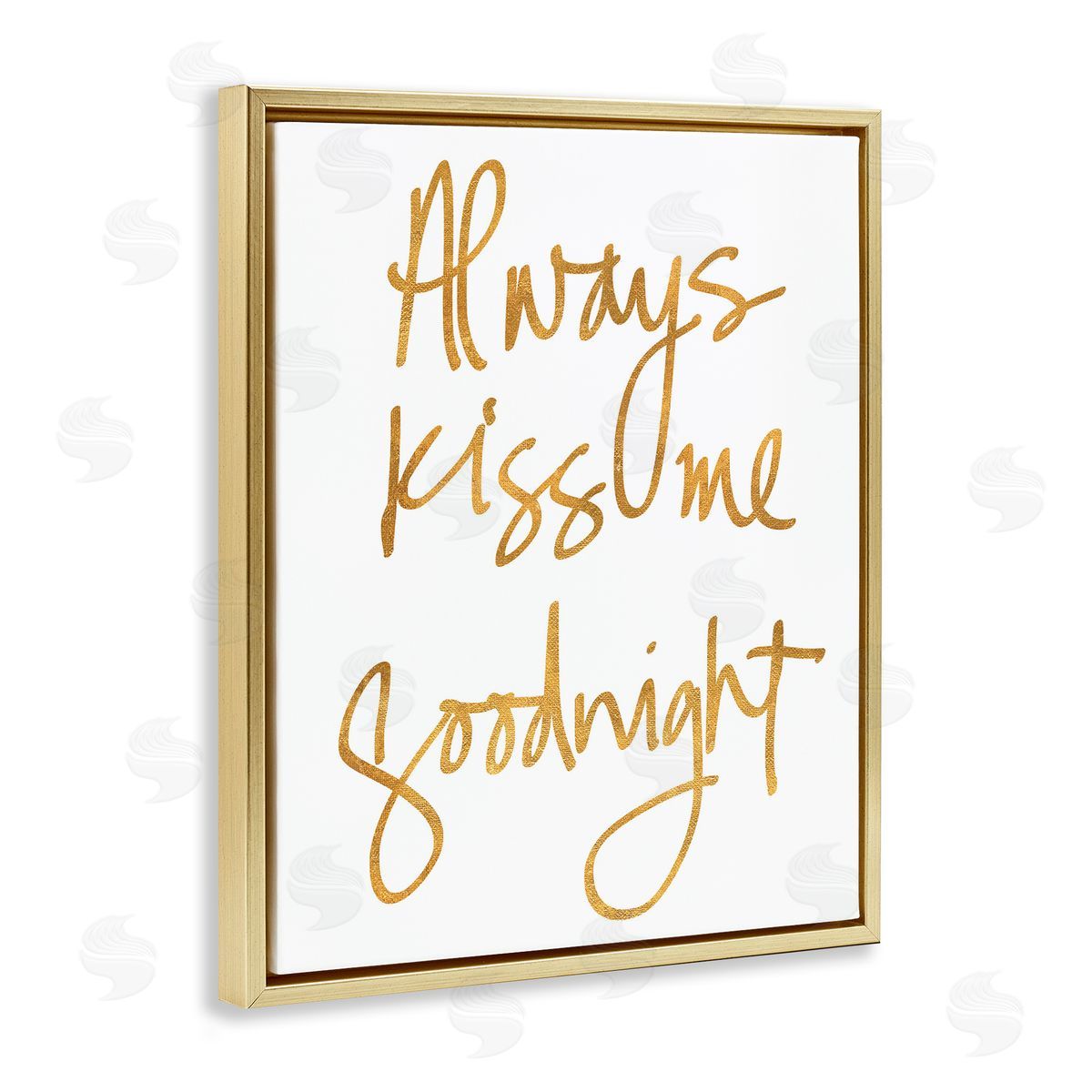 Kiss Me Goodnight Gold Floating Frame Canvas Wall Art, Home Decor by Sd Graphics Studio