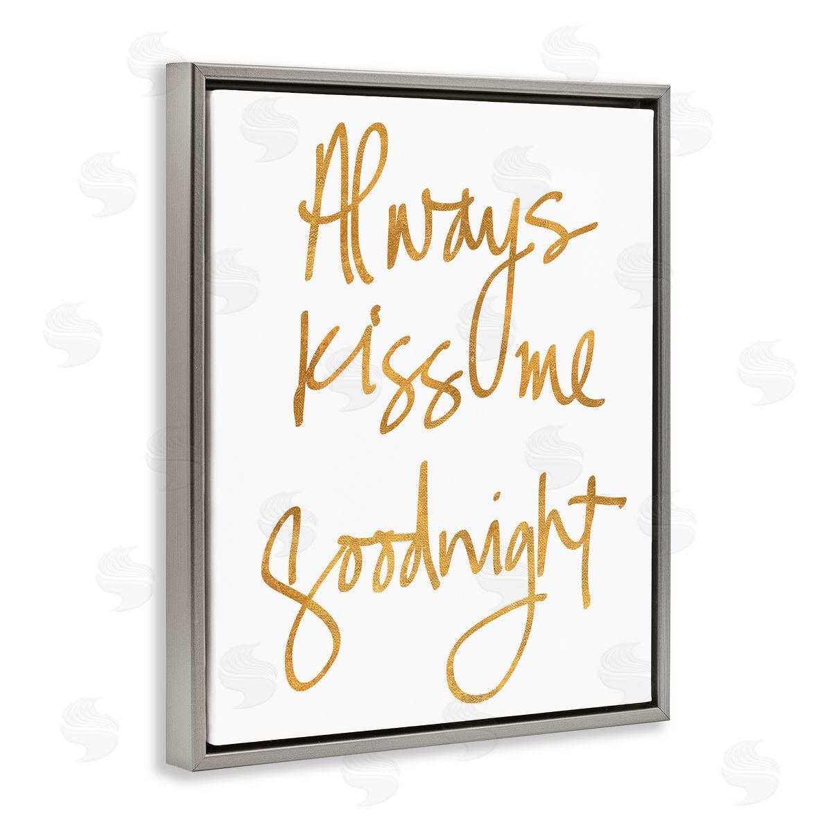 Kiss Me Goodnight Grey Floating Frame Canvas Wall Art, Home Decor by Sd Graphics Studio