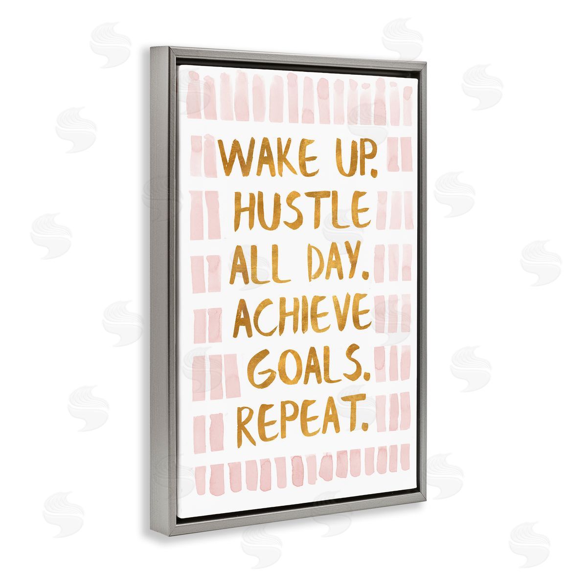 Wake Up and Hustle Grey Floating Frame Canvas Wall Art, Home Decor by Sd Graphics Studio