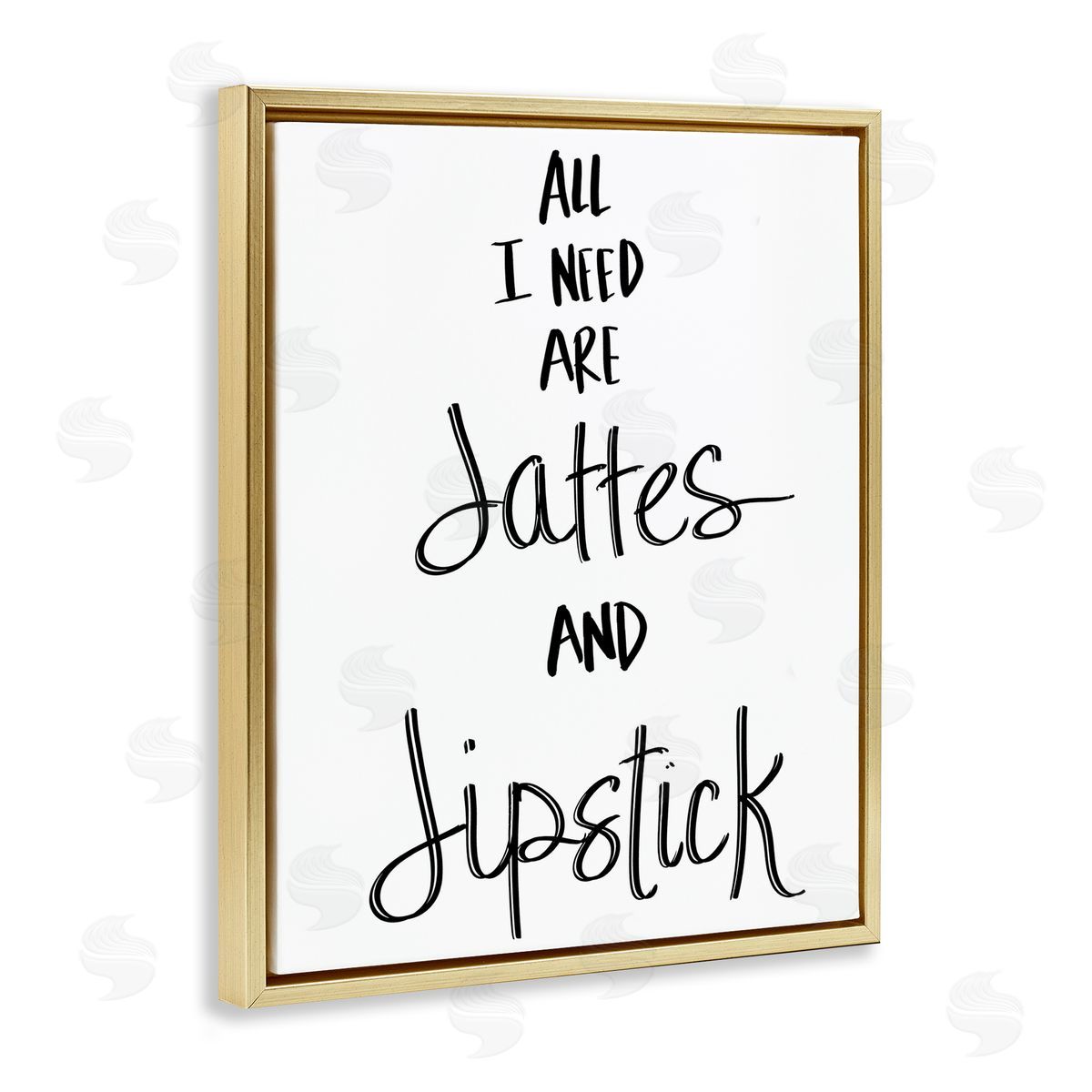 Need Lattes and Lipstick Gold Floating Frame Canvas Wall Art, Home Decor by Sd Graphics Studio