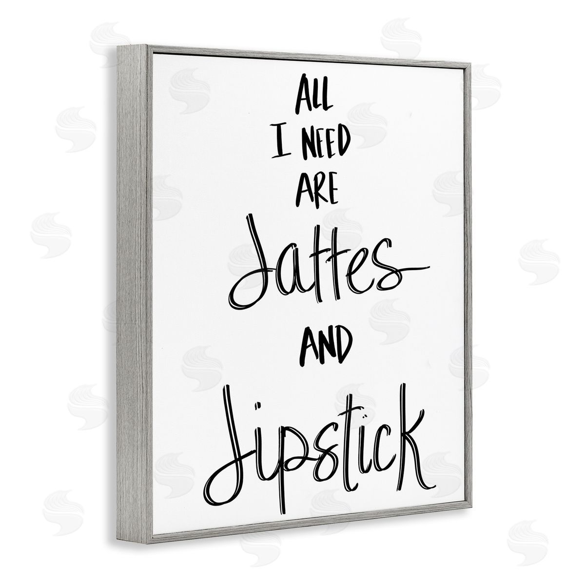 Need Lattes and Lipstick Grey Frame Print Wall Art, Home Decor by Sd Graphics Studio