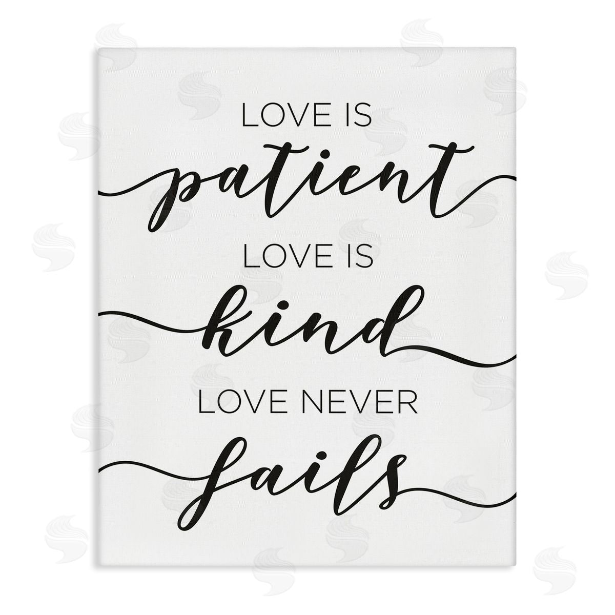 Love Never Fails Phrase Canvas Wall Art, Home Decor by Anna Quach