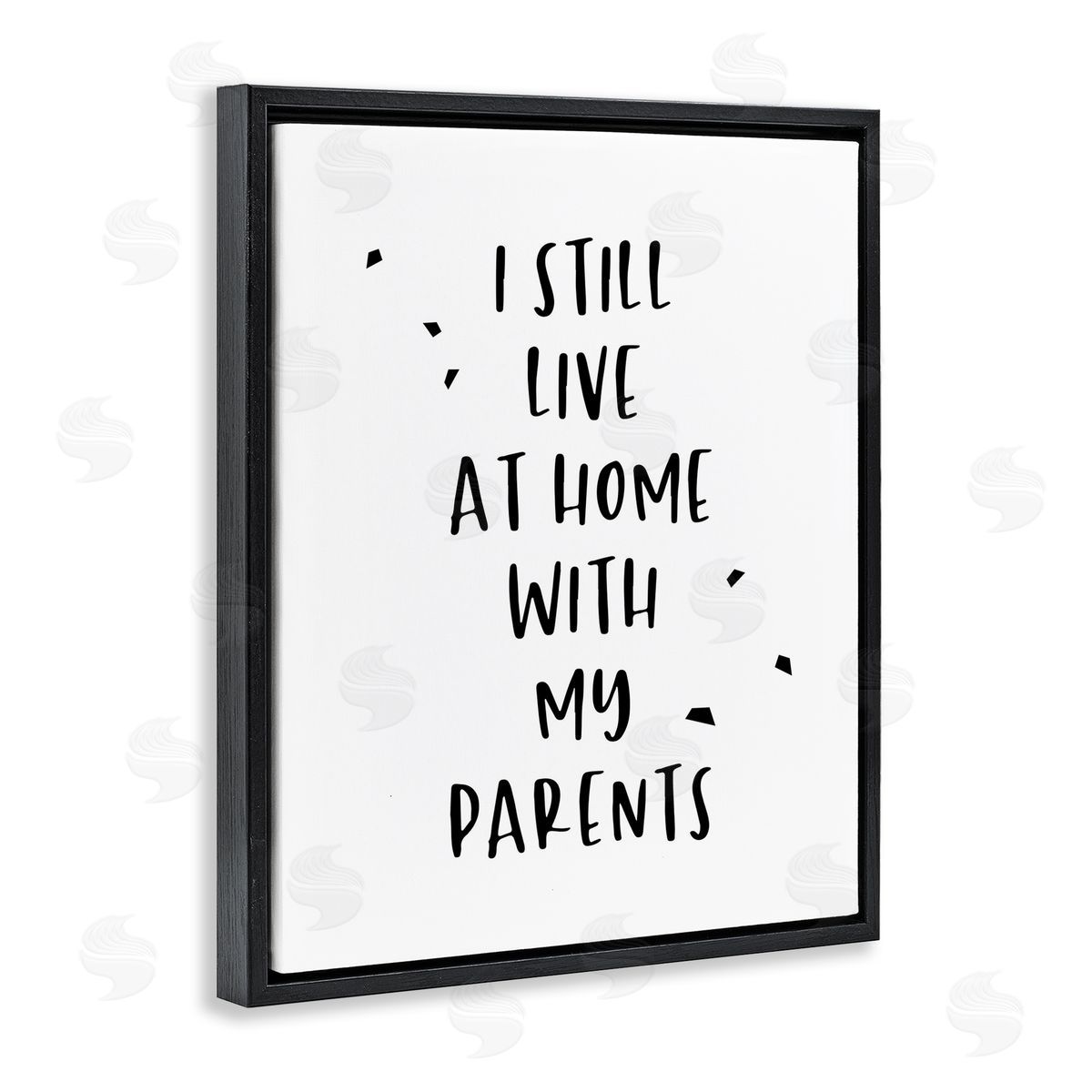 Live with Parents Phrase Black Floating Frame Canvas Wall Art, Home Decor by Anna Quach