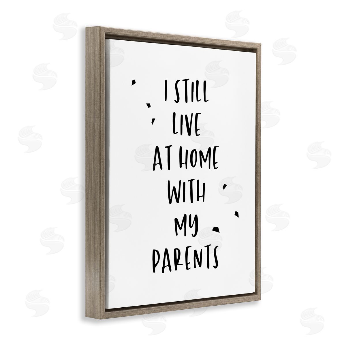 Live with Parents Phrase Brown Floating Frame Canvas Wall Art, Home Decor by Anna Quach