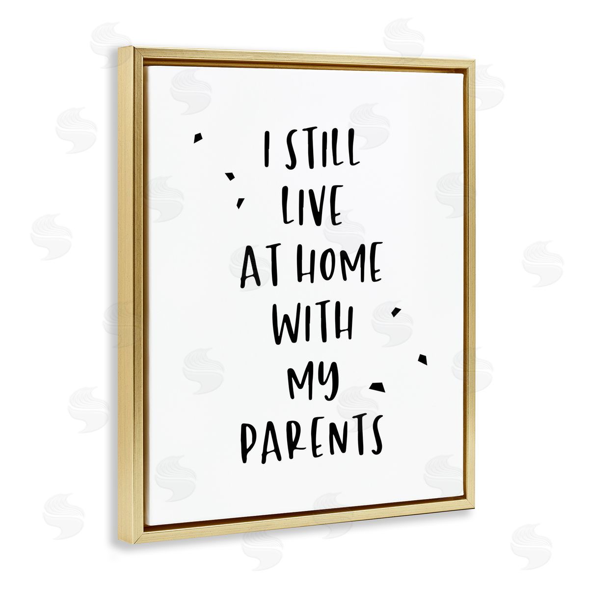 Live with Parents Phrase Gold Floating Frame Canvas Wall Art, Home Decor by Anna Quach