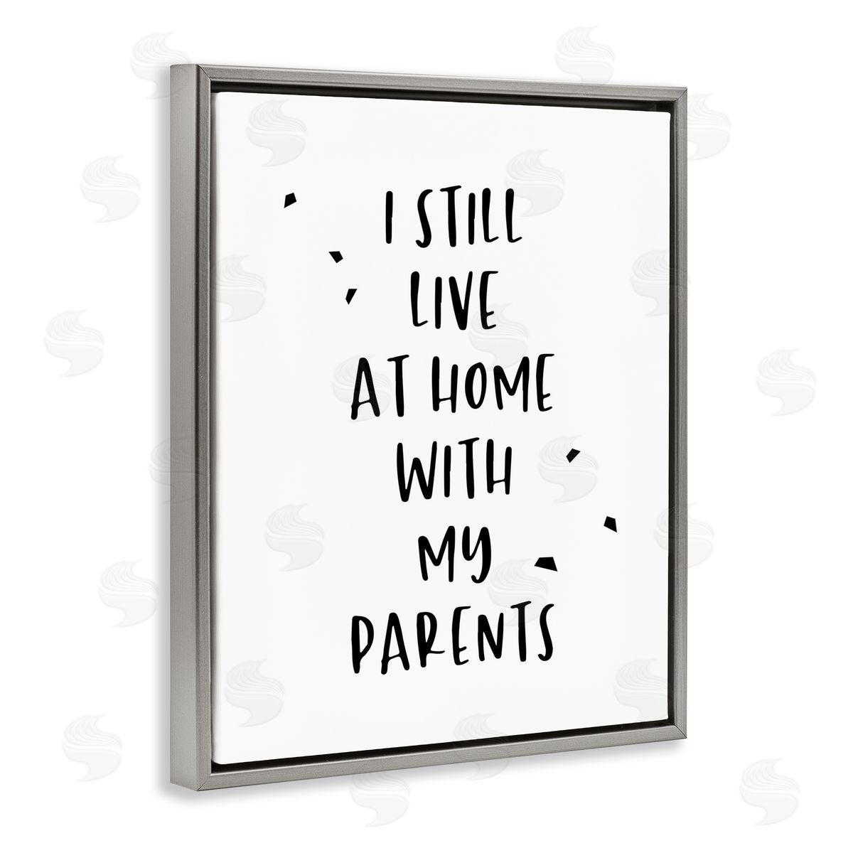 Live with Parents Phrase Grey Floating Frame Canvas Wall Art, Home Decor by Anna Quach