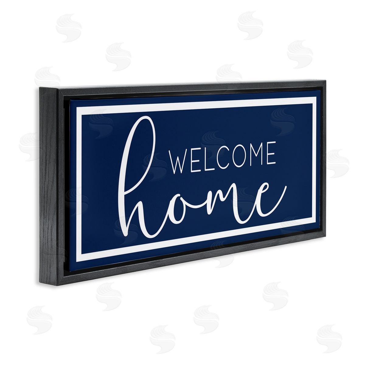 Welcome on Blue Black Floating Frame Canvas Wall Art, Home Decor by Sd Graphics Studio
