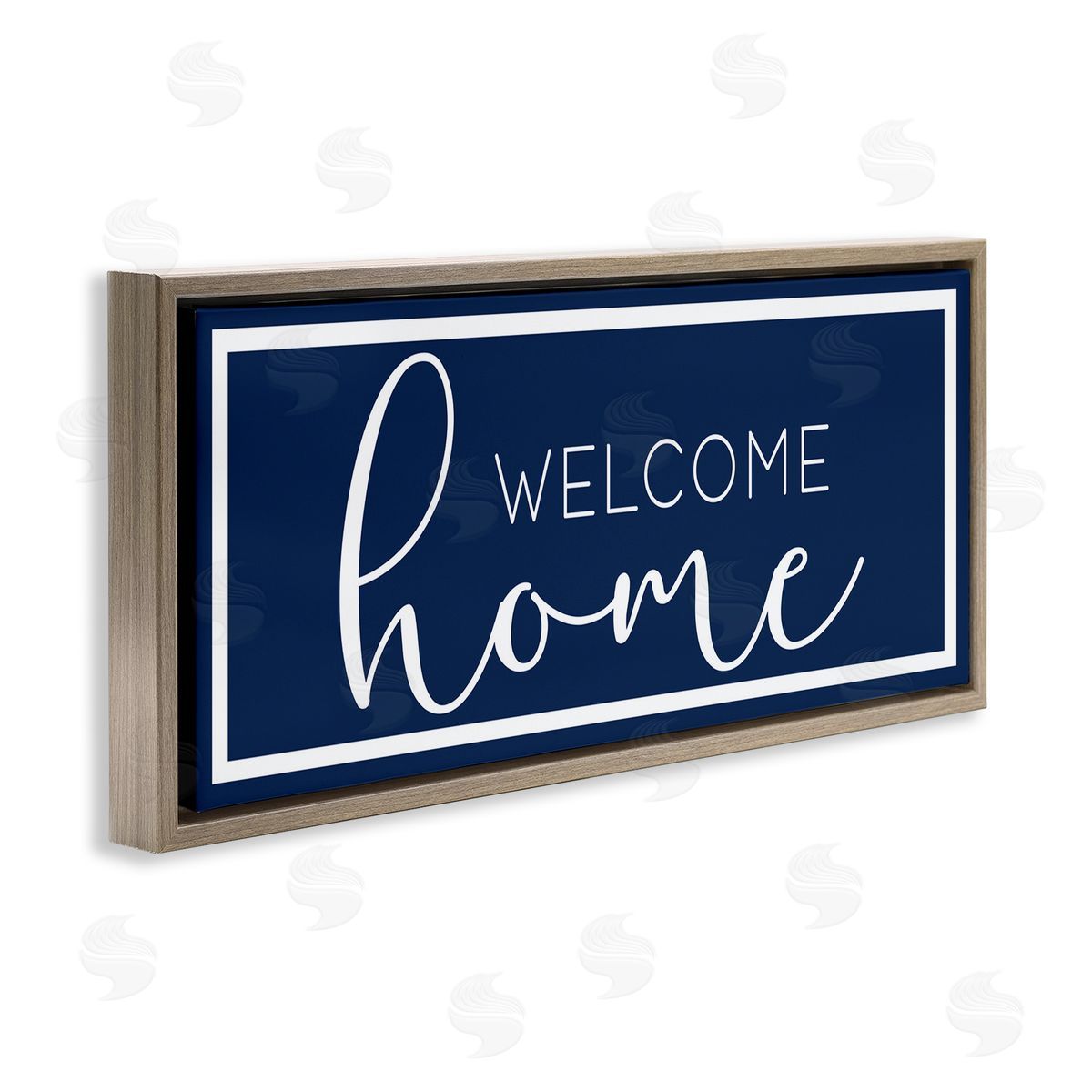 Welcome on Blue Brown Floating Frame Canvas Wall Art, Home Decor by Sd Graphics Studio