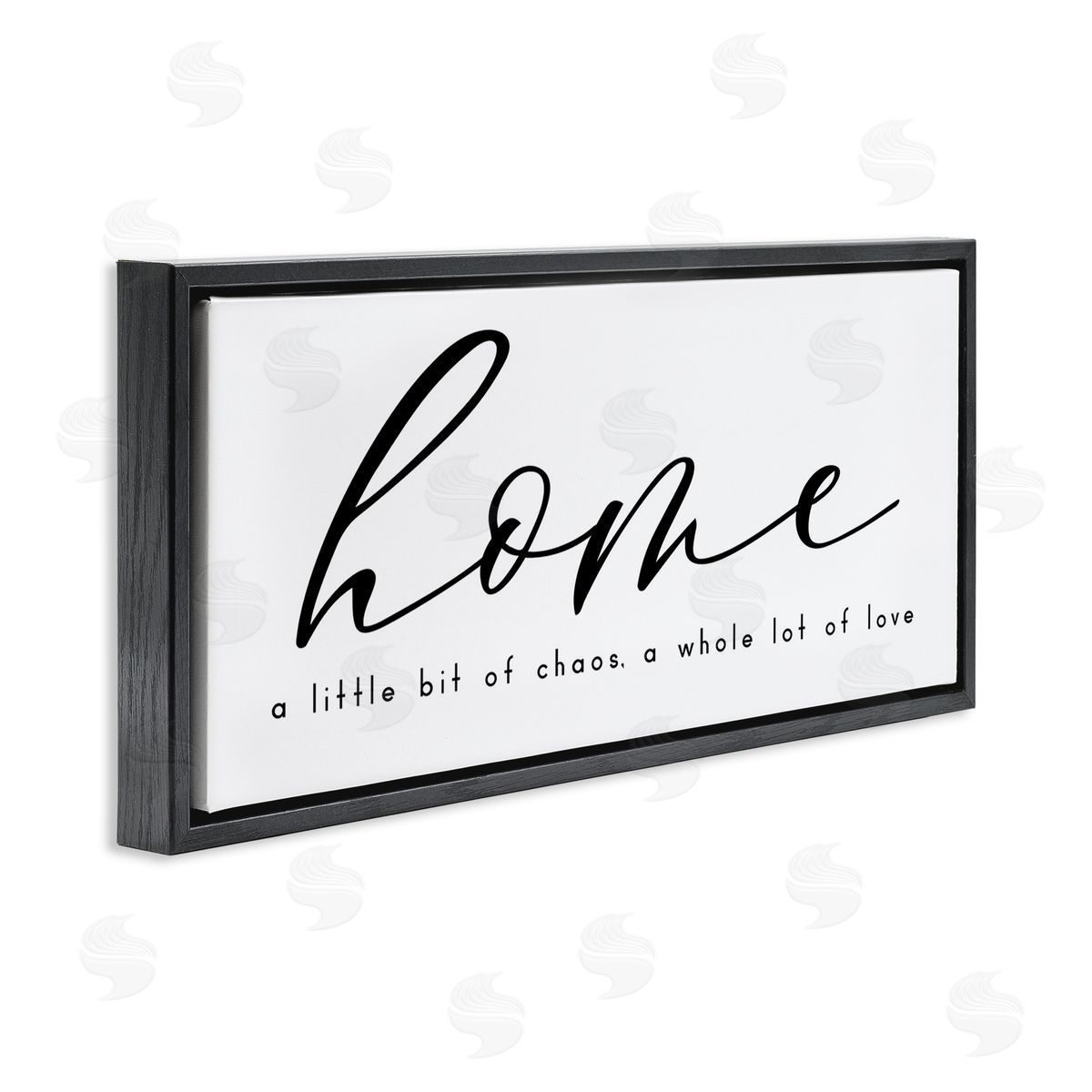 Chaos and Love Phrase Black Floating Frame Canvas Wall Art, Home Decor by Anna Quach