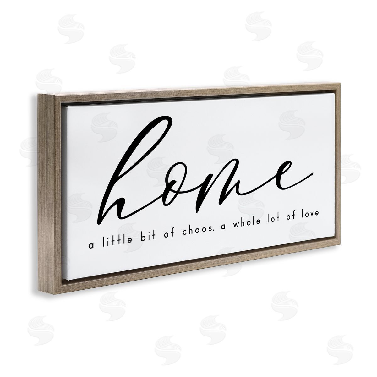 Chaos and Love Phrase Brown Floating Frame Canvas Wall Art, Home Decor by Anna Quach