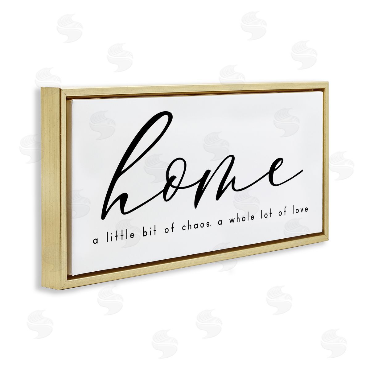 Chaos and Love Phrase Gold Floating Frame Canvas Wall Art, Home Decor by Anna Quach