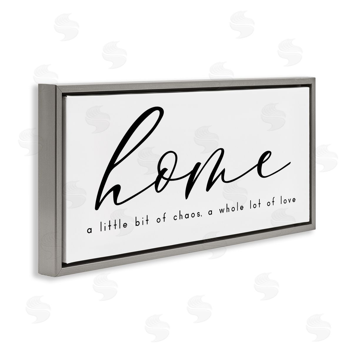 Chaos and Love Phrase Grey Floating Frame Canvas Wall Art, Home Decor by Anna Quach