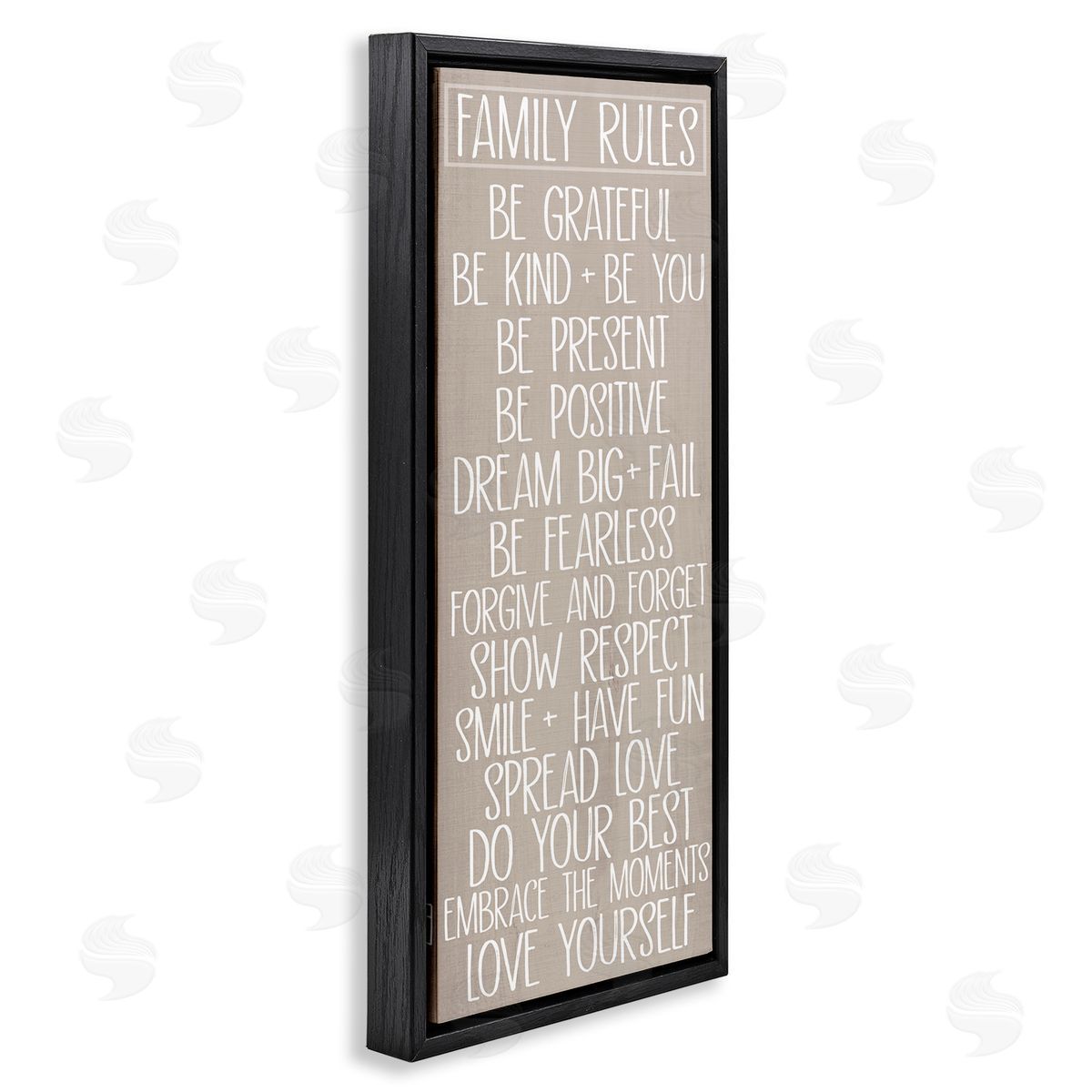Rustic Family Rules Black Floating Frame Canvas Wall Art, Home Decor by Sd Graphics Studio