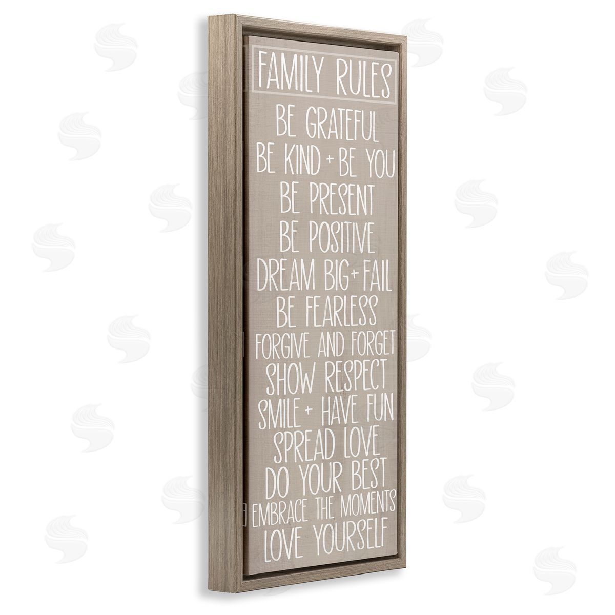 Rustic Family Rules Brown Floating Frame Canvas Wall Art, Home Decor by Sd Graphics Studio