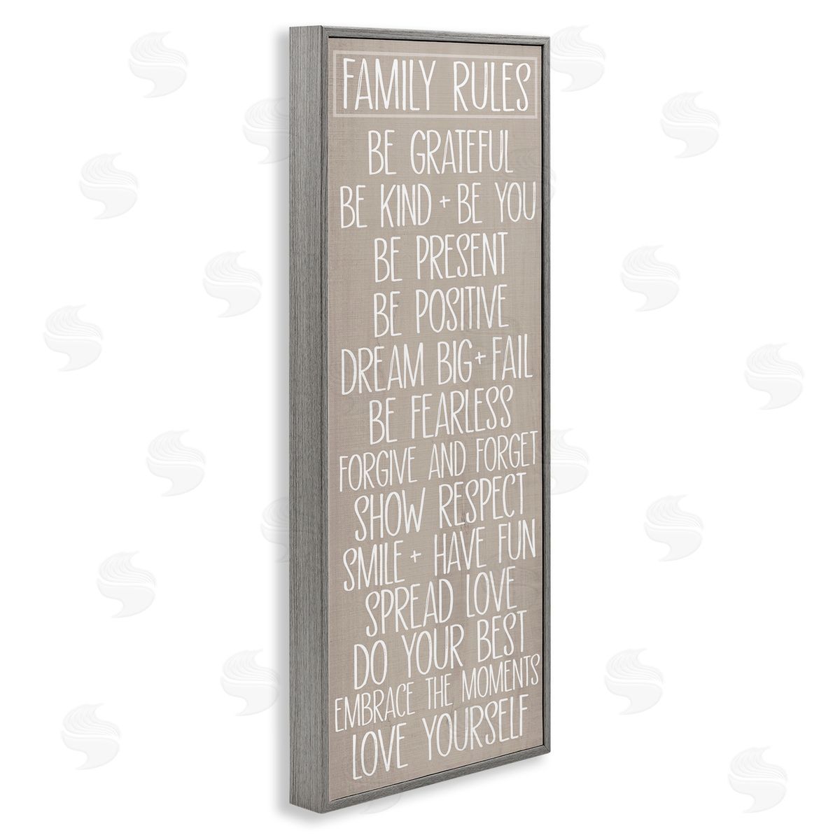 Rustic Family Rules Grey Frame Print Wall Art, Home Decor by Sd Graphics Studio