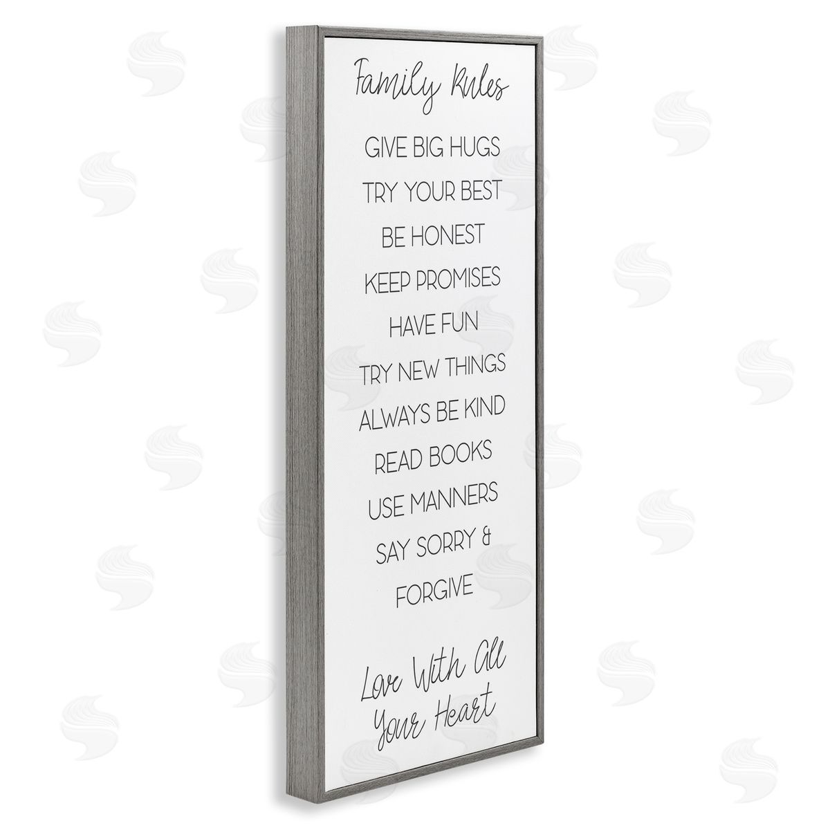 Minimal Family Rules Grey Frame Print Wall Art, Home Decor by Sd Graphics Studio