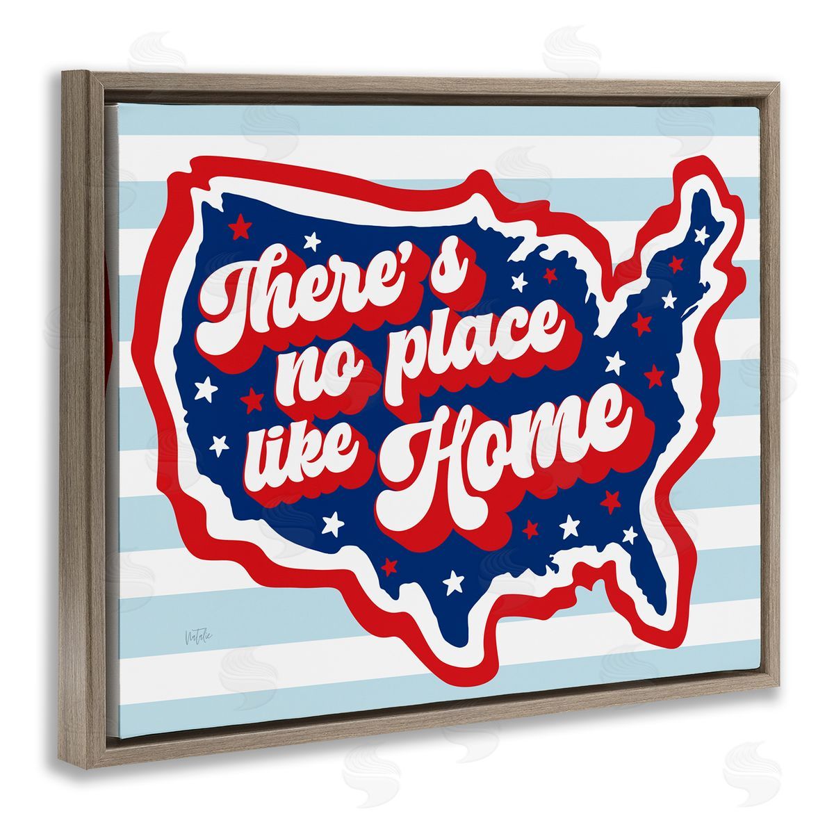 No Place Like Home Brown Floating Frame Canvas Wall Art, Home Decor by Natalie Carpentieri