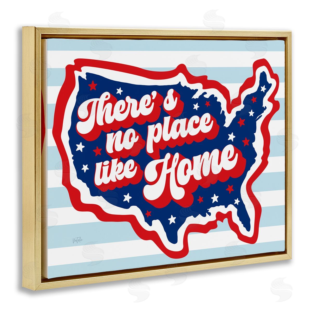 No Place Like Home Gold Floating Frame Canvas Wall Art, Home Decor by Natalie Carpentieri