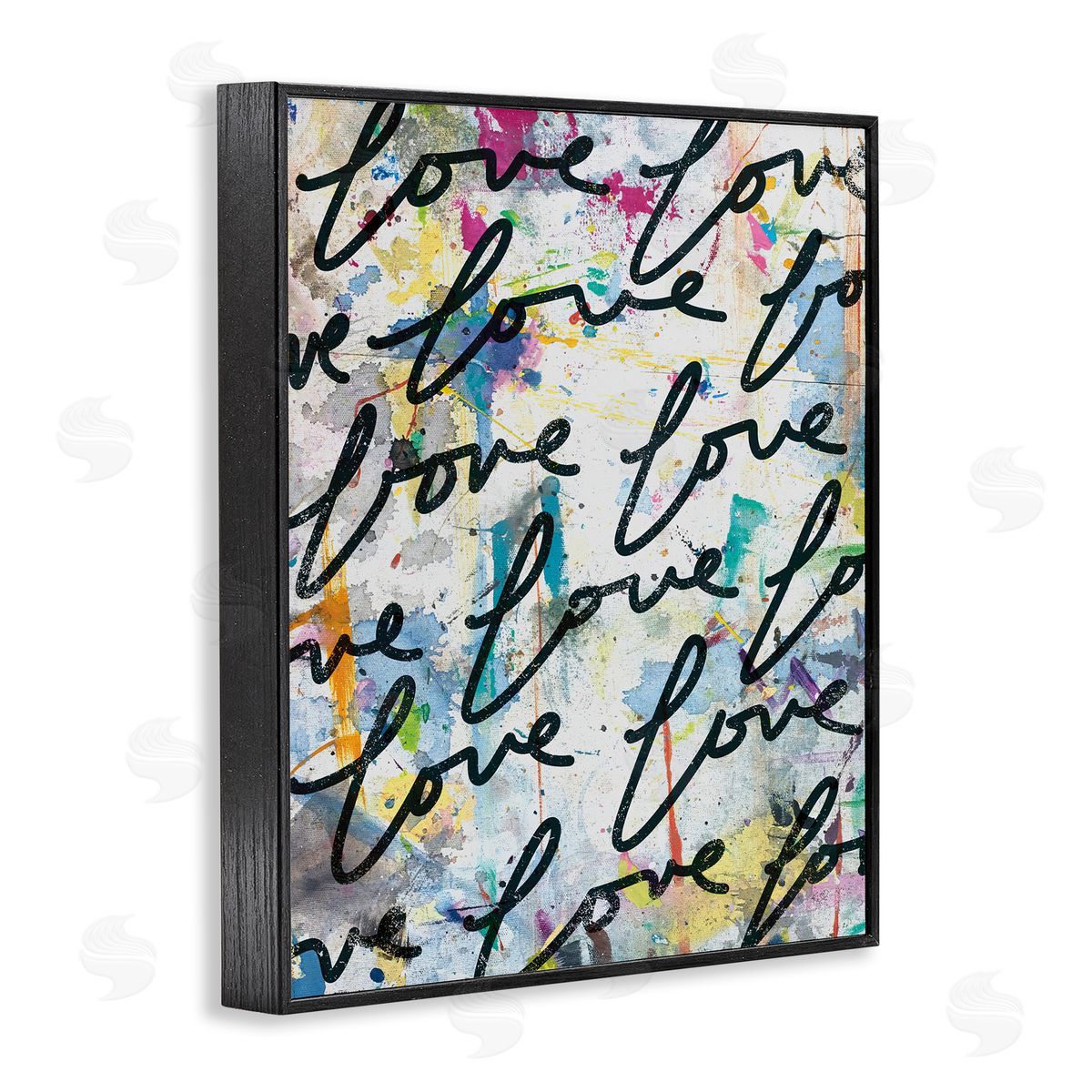 Love Words Pattern Black Frame Print Wall Art, Home Decor by Kent Youngstrom