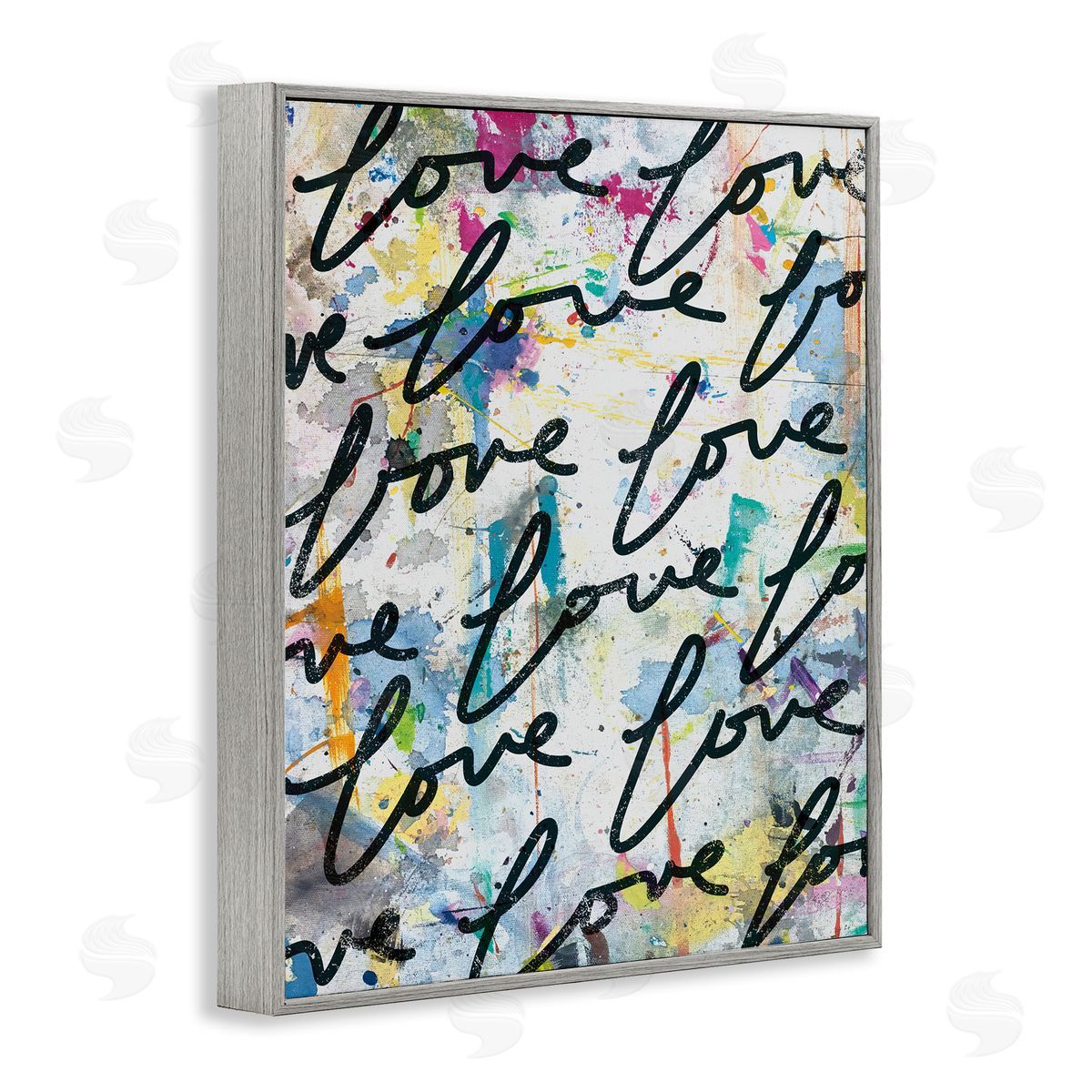 Love Words Pattern Grey Frame Print Wall Art, Home Decor by Kent Youngstrom