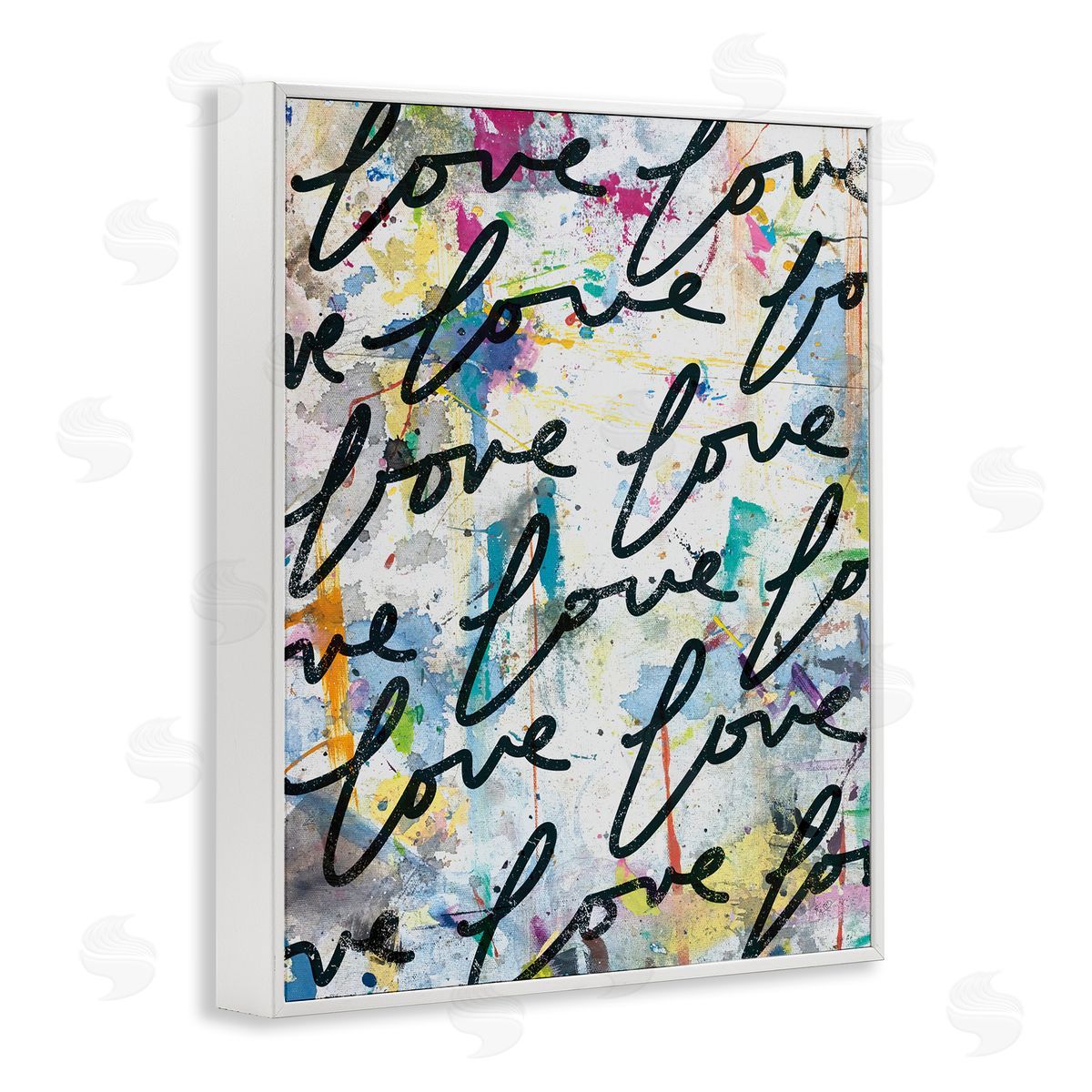Love Words Pattern White Frame Print Wall Art, Home Decor by Kent Youngstrom