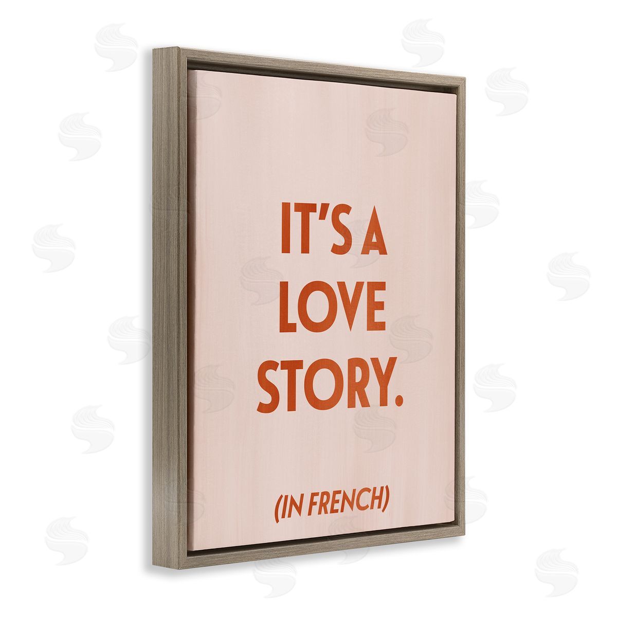 Love Story In French Brown Floating Frame Canvas Wall Art, Home Decor by Grace Popp