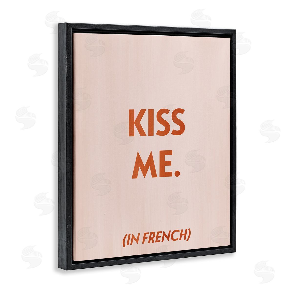 Kiss Me In French Black Floating Frame Canvas Wall Art, Home Decor by Grace Popp
