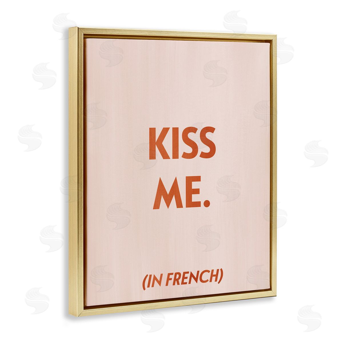 Kiss Me In French Gold Floating Frame Canvas Wall Art, Home Decor by Grace Popp