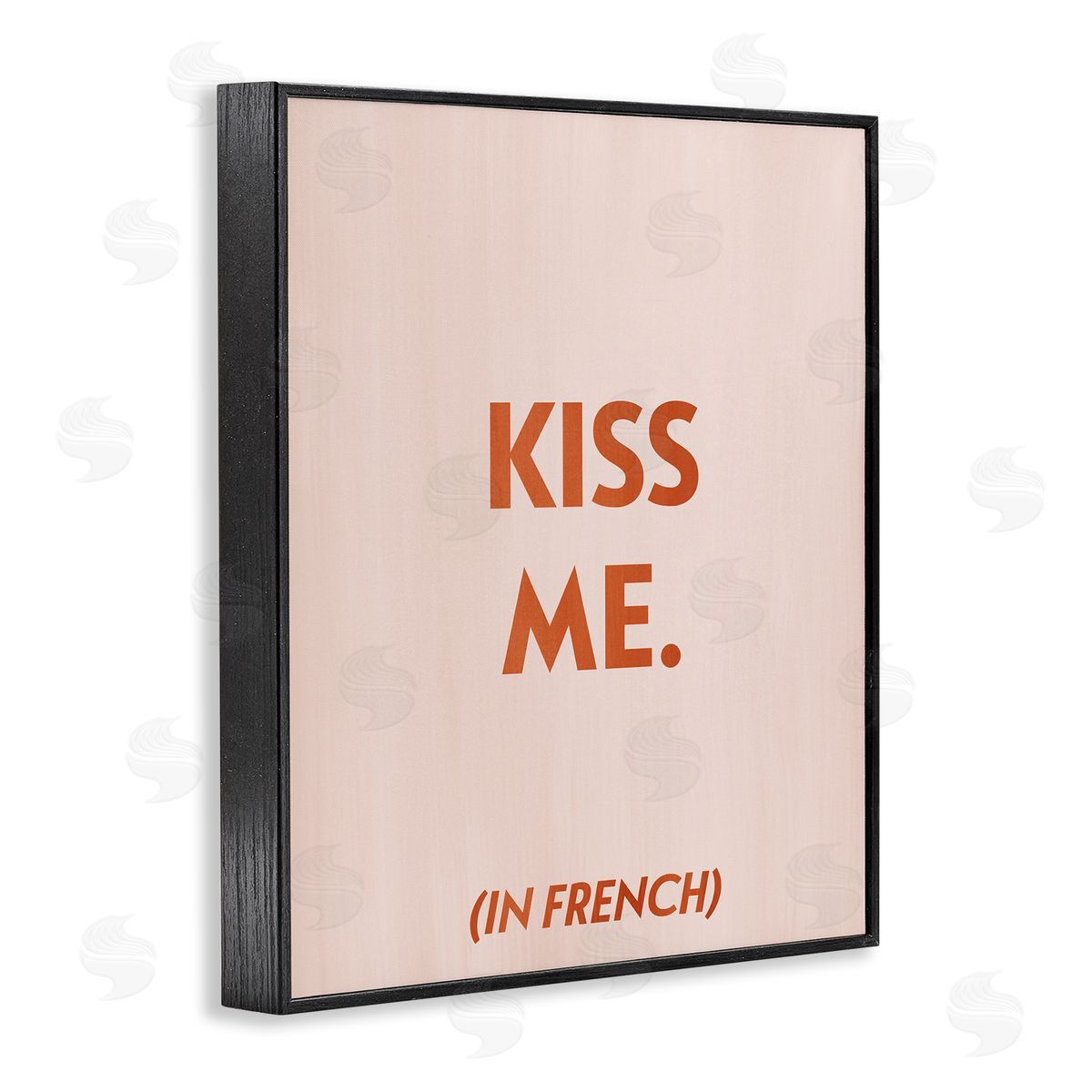 Kiss Me In French Black Frame Print Wall Art, Home Decor by Grace Popp