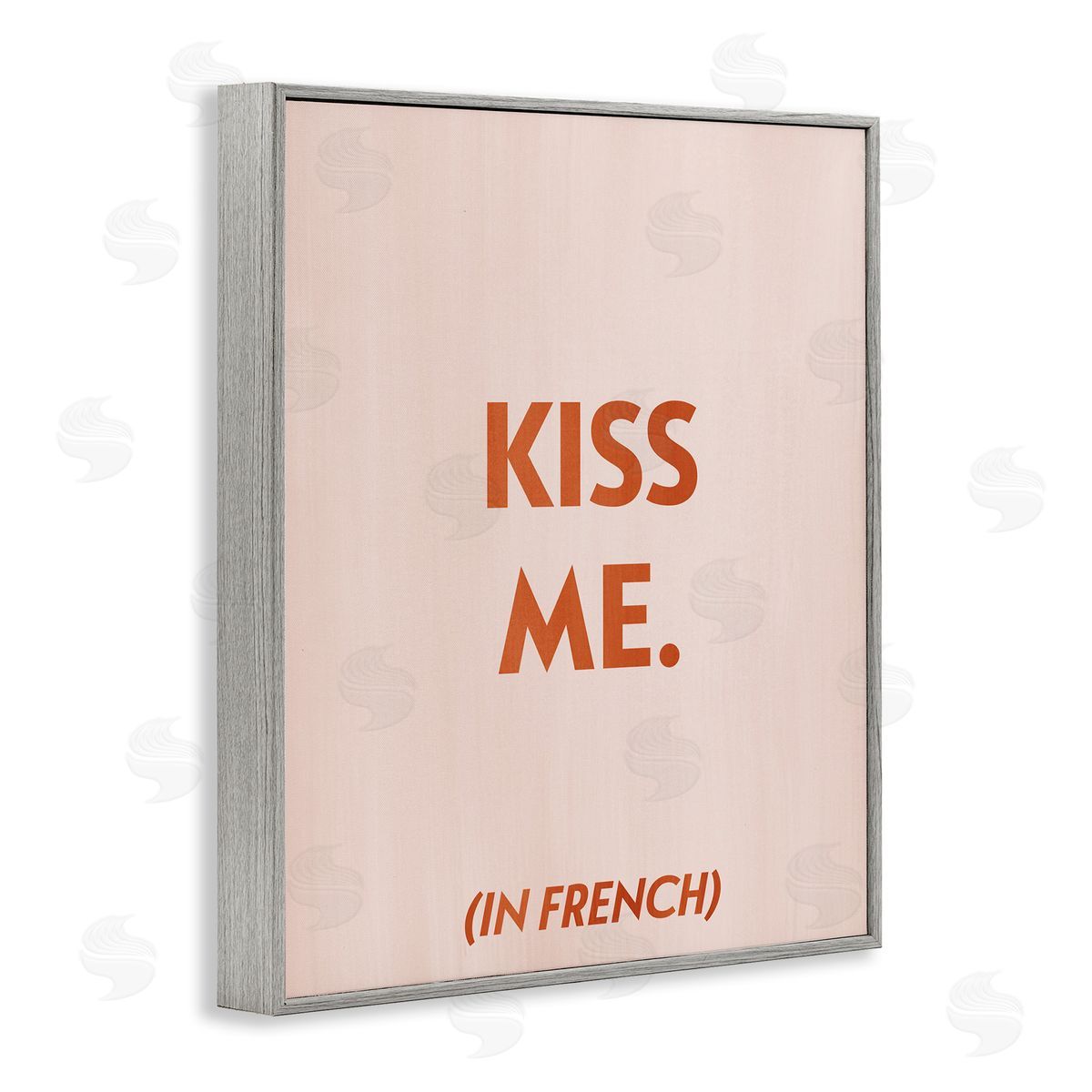 Kiss Me In French Grey Frame Print Wall Art, Home Decor by Grace Popp