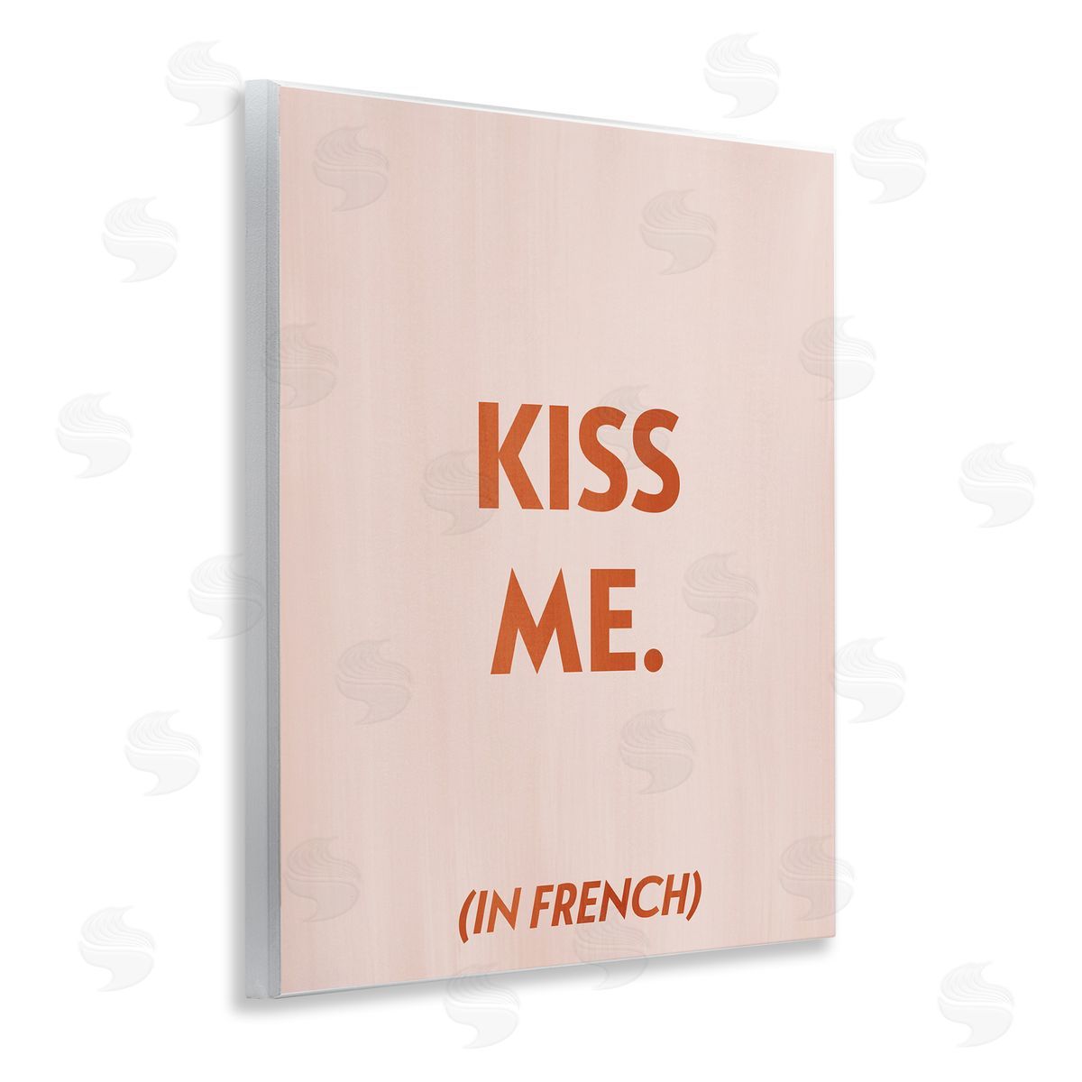 Kiss Me In French Wood Plaque Wall Art, Home Decor by Grace Popp