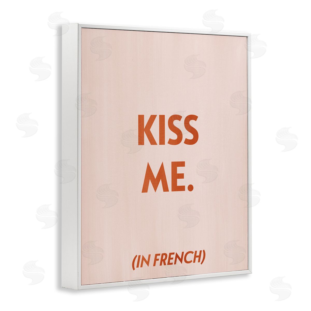 Kiss Me In French White Frame Print Wall Art, Home Decor by Grace Popp
