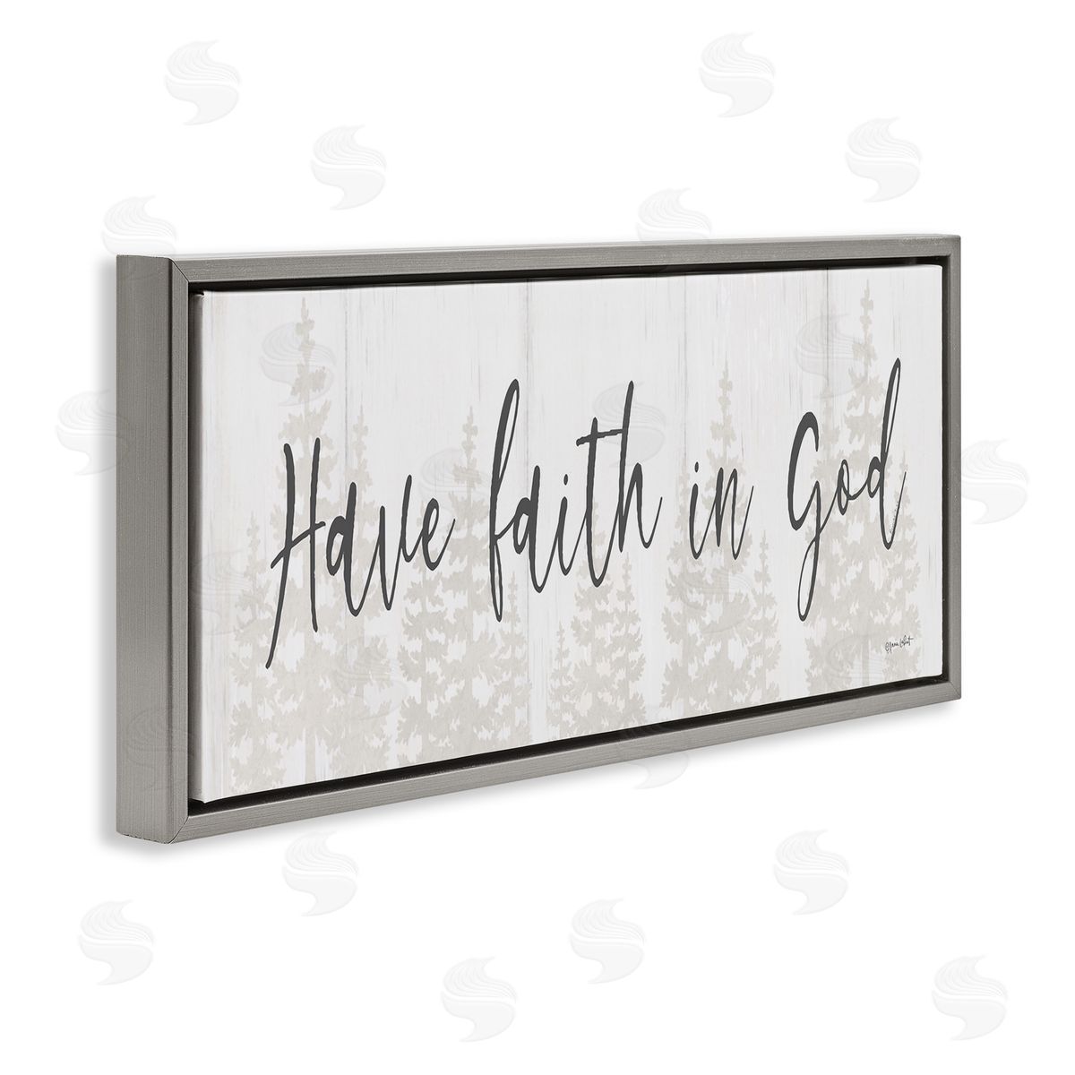 Faith In God Phrase Grey Floating Frame Canvas Wall Art, Home Decor by Annie LaPoint