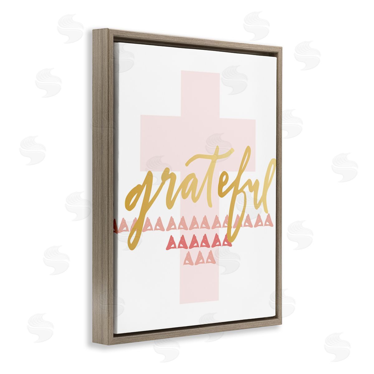 Grateful over Cross Brown Floating Frame Canvas Wall Art, Home Decor by Blue Chair Blessing