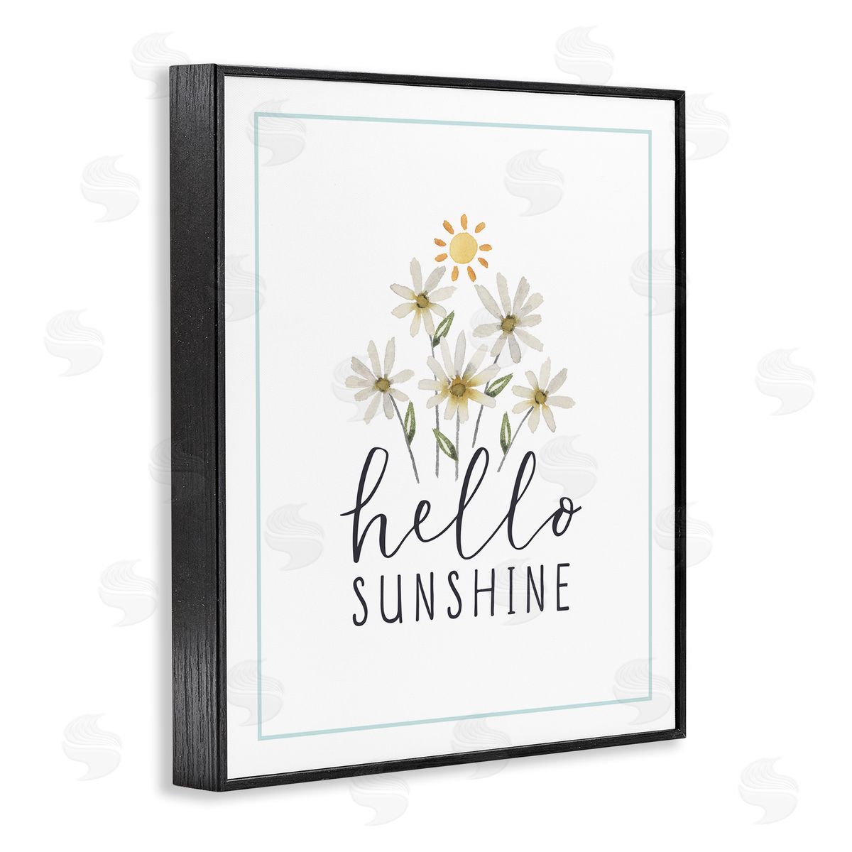 Hello Sunshine with Daisies Black Frame Print Wall Art, Home Decor by Blue Chair Blessing
