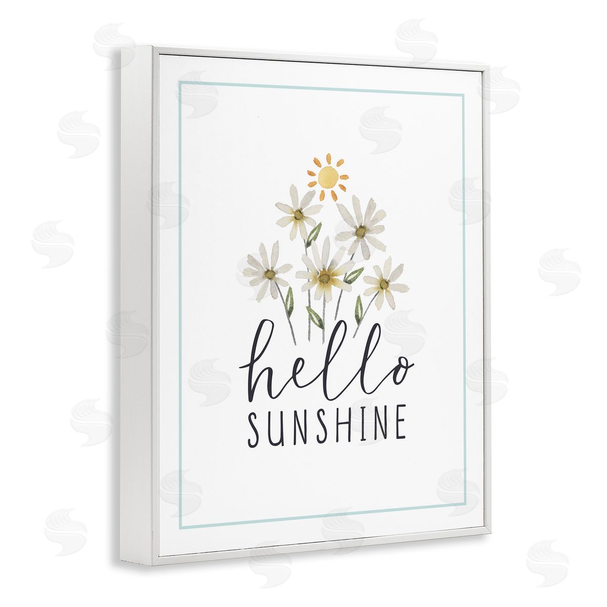 Hello Sunshine with Daisies White Frame Print Wall Art, Home Decor by Blue Chair Blessing