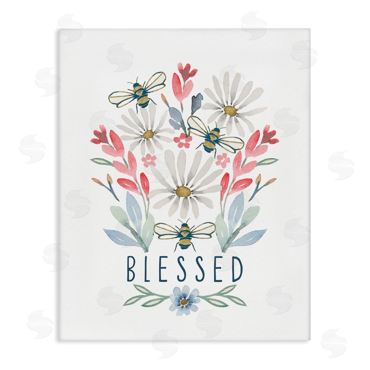 Blessed Floral Sprigs Canvas Wall Art, Home Decor by Blue Chair Blessing