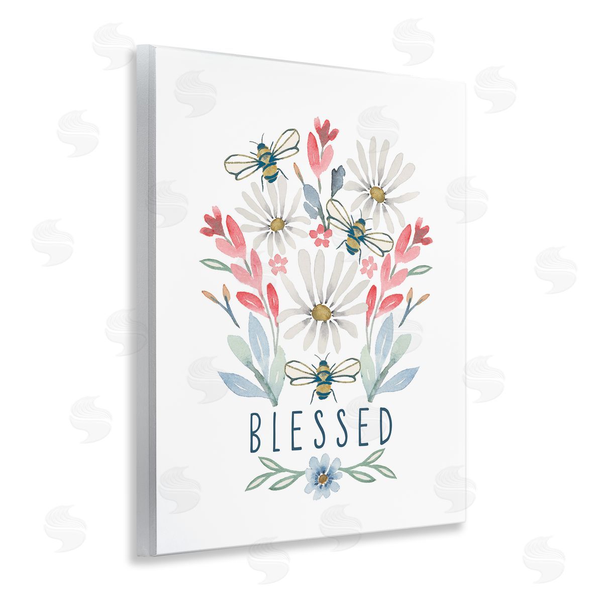 Blessed Floral Sprigs Wood Plaque Wall Art, Home Decor by Blue Chair Blessing