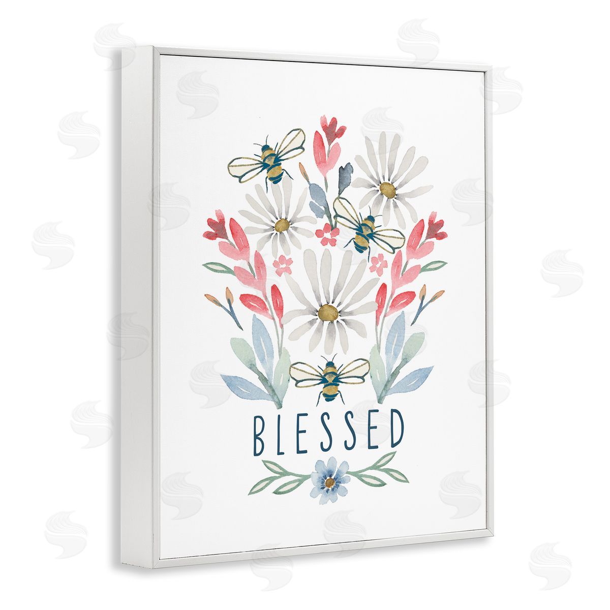 Blessed Floral Sprigs White Frame Print Wall Art, Home Decor by Blue Chair Blessing