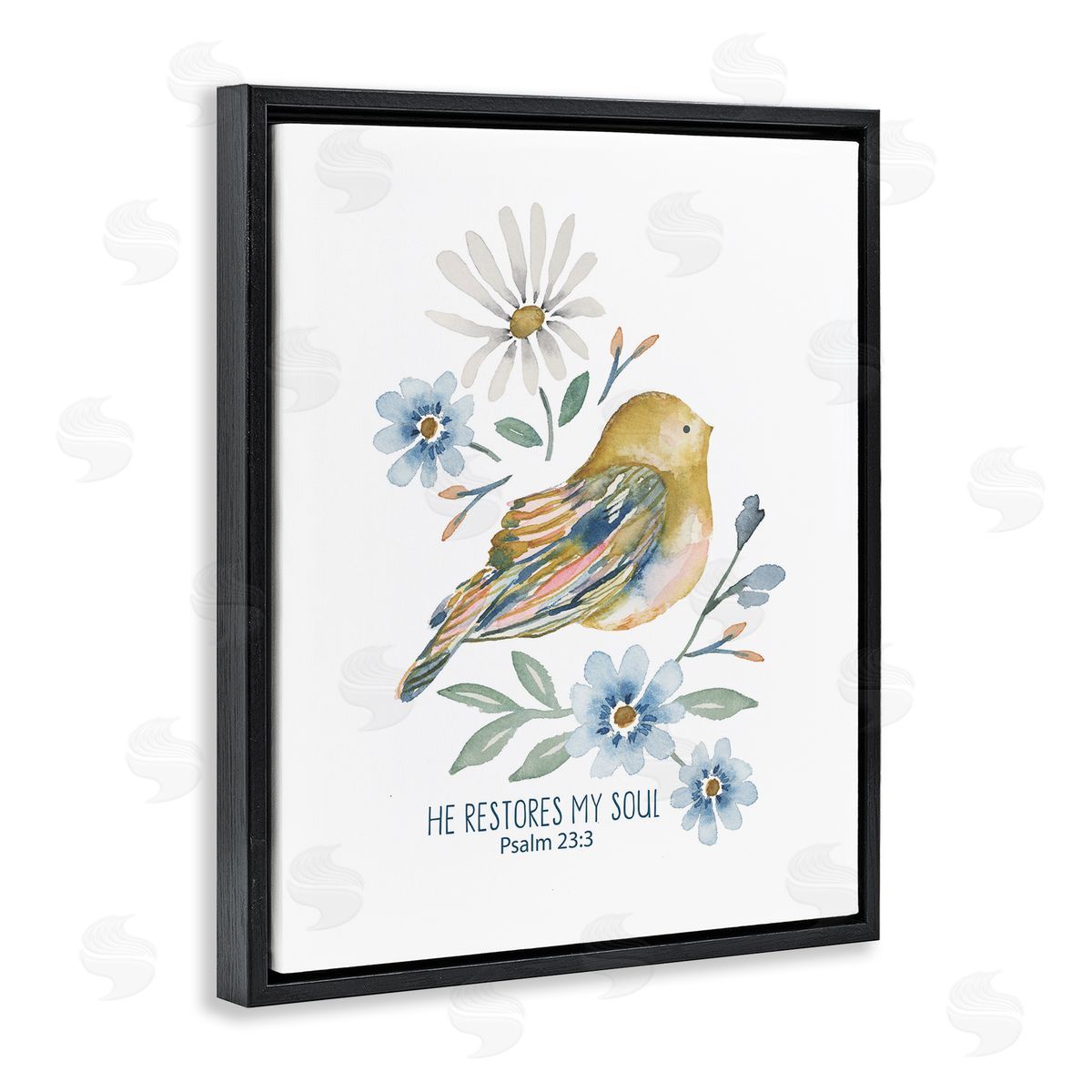 He Restores My Soul Black Floating Frame Canvas Wall Art, Home Decor by Blue Chair Blessing