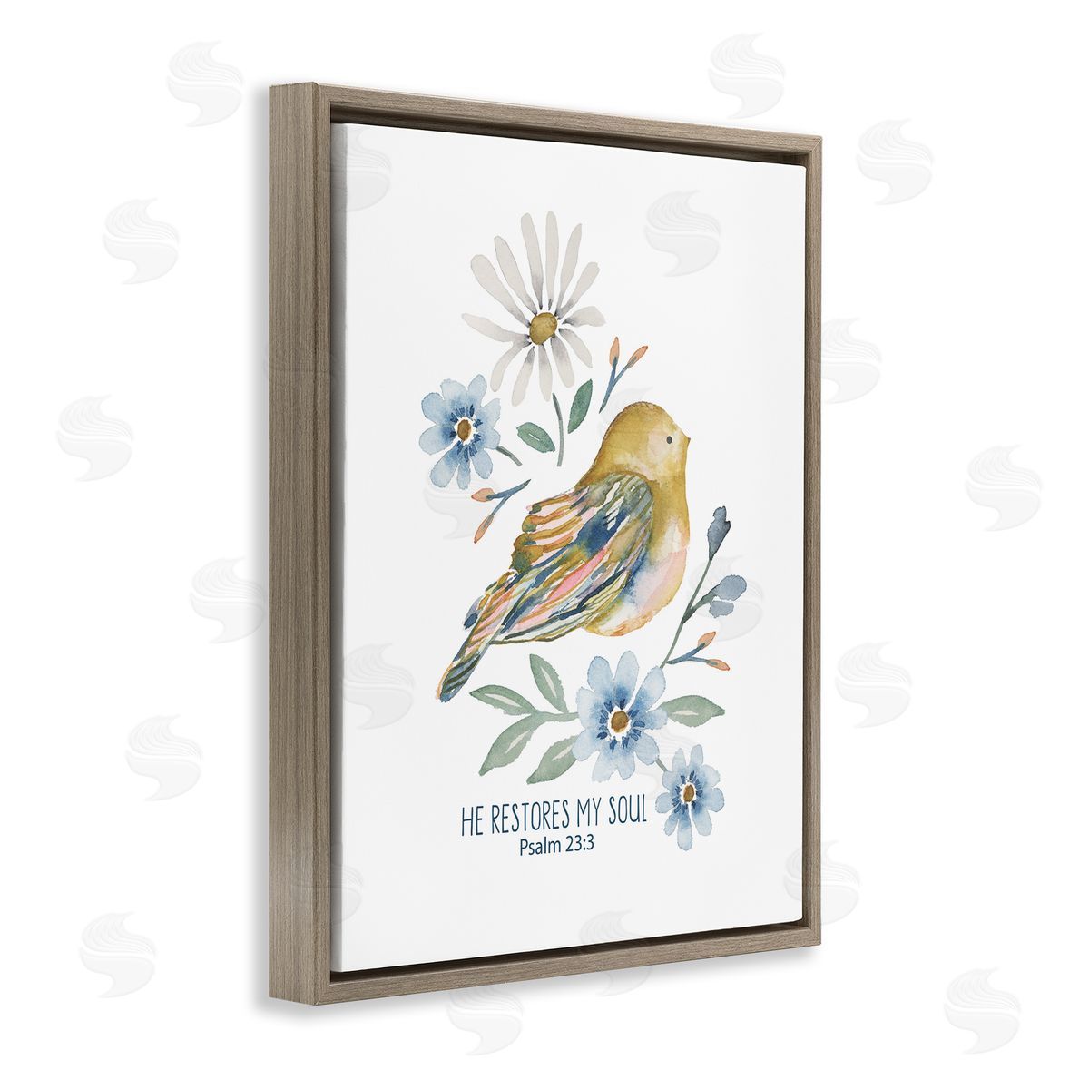 He Restores My Soul Brown Floating Frame Canvas Wall Art, Home Decor by Blue Chair Blessing