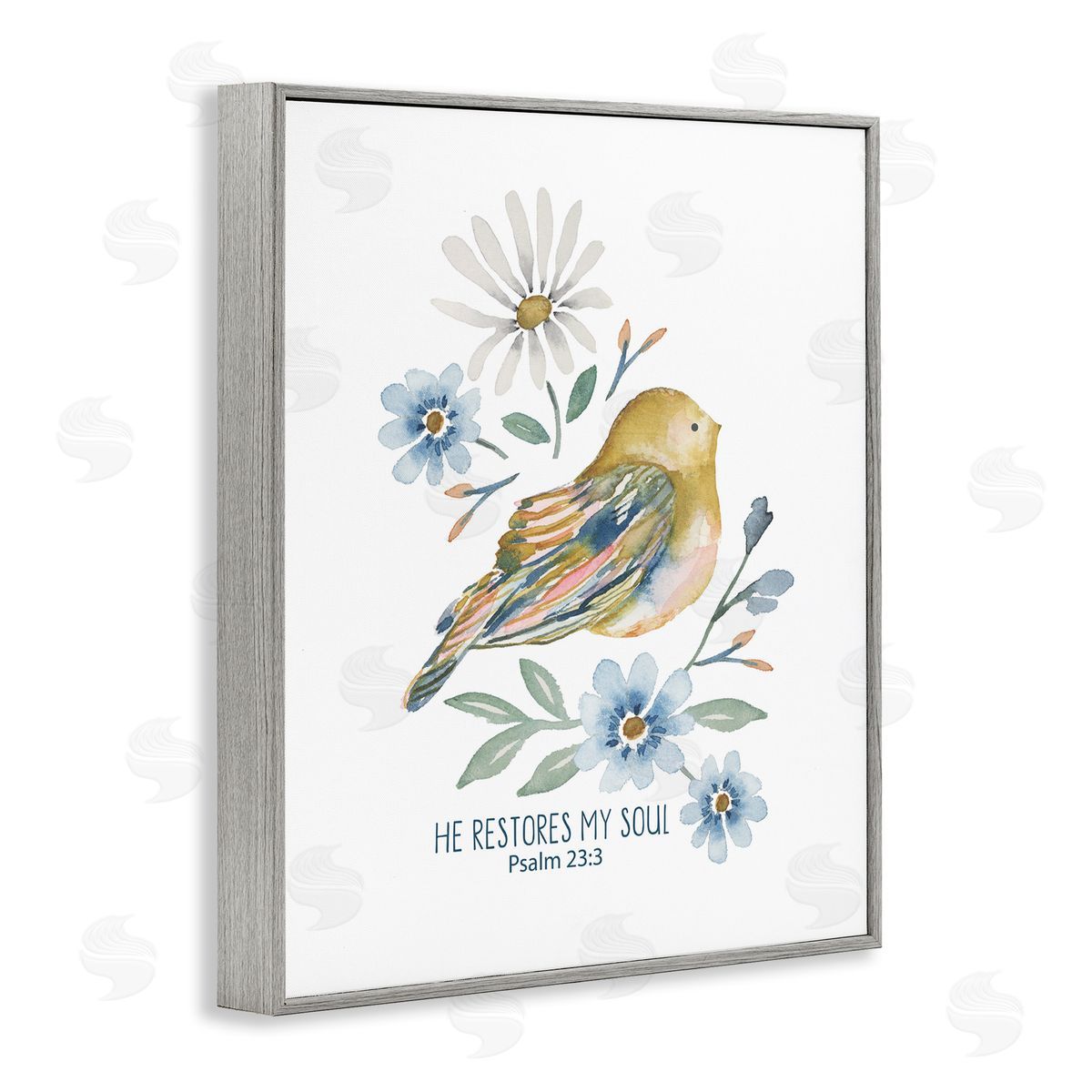 He Restores My Soul Grey Frame Print Wall Art, Home Decor by Blue Chair Blessing